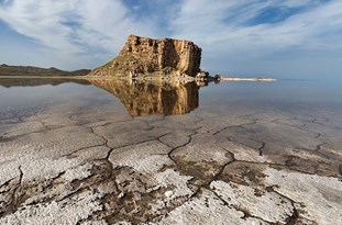 جزایر دریاچه ارومیه به هم متصل شدند/ زندگی حیات وحش در خطر